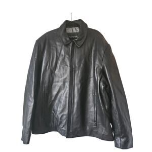 Vintage Collezione SA Black Leather Jacket Mens XXL Minimalist Zip Coat